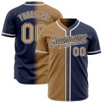 Custom Name and Number Baseball Jersey - Personalized Navy Gold-White Gradient Fashion Jersey Personalized Navy Old Gold-White