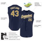 Personalized Navy Sleeveless Baseball Jersey - Authentic Gold and White Design Personalized Navy Old Gold-White Authentic