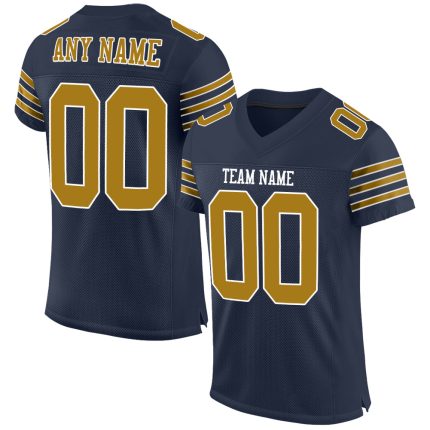 Personalized Navy & Gold Authentic Football Jersey - White Mesh Design Personalized Navy Old Gold-White Mesh Authentic Football