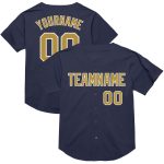 Personalized Navy Gold White Mesh Baseball Jersey - Authentic Throwback Style Personalized Navy Old Gold-White Mesh Authentic