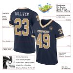 Custom Name and Number Personalized Navy Old Gold-White Mesh Authentic Throwback Football Jersey Personalized Navy Old Gold-White