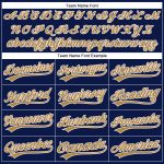 Custom Navy Gold Performance Golf Polo Shirt with Team Name and Number - Personalized Vapor Style Personalized Navy Old Gold-White