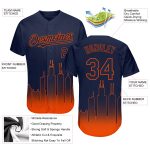 Custom Name Number Chicago City Edition 3D Baseball Jersey Navy Orange Fashion Authentic Personalized Navy Orange 3D Chicago