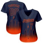 Custom Name Number Chicago City Edition 3D Baseball Jersey Navy Orange Fashion Authentic Personalized Navy Orange 3D Chicago