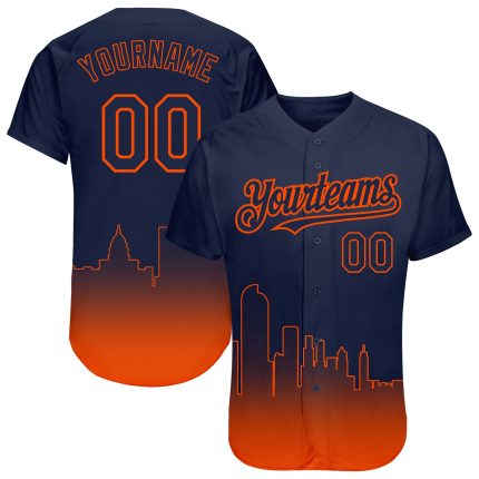 Custom Denver City Edition 3D Baseball Jersey - Personalized Navy Orange with Name and Number - Authentic Fashion Team Apparel