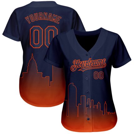 Custom Denver City Edition 3D Baseball Jersey - Personalized Navy Orange with Name and Number - Authentic Fashion Team Apparel