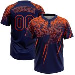 Custom Name & Number Unisex Softball Jersey - Personalized 3D Navy Orange Abstract Sharp Shape, Two-Button Design Personalized