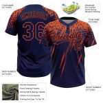 Custom Name & Number Unisex Softball Jersey - Personalized 3D Navy Orange Abstract Sharp Shape, Two-Button Design Personalized