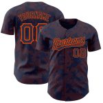 Custom Name Number Baseball Jersey with Navy Orange 3D Curve Lines Design - Personalized Team Apparel Personalized Navy Orange