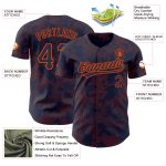 Custom Name Number Baseball Jersey with Navy Orange 3D Curve Lines Design - Personalized Team Apparel Personalized Navy Orange