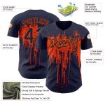 Custom Name and Number Baseball Jersey with Personalized Navy Orange 3D Pattern Dripping Splatter Art Design Personalized