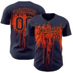 Custom Name and Number Baseball Jersey with Personalized Navy Orange 3D Pattern Dripping Splatter Art Design Personalized