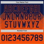 Custom Name & Number 3D Pattern Gradient Baseball Jersey - Personalized Navy & Orange Square Shapes Design Personalized Navy
