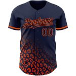 Personalized 3D Leopard Print Baseball Jersey with Custom Name & Number - Navy Orange Fade Design Personalized Navy Orange