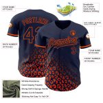 Personalized 3D Leopard Print Baseball Jersey with Custom Name & Number - Navy Orange Fade Design Personalized Navy Orange