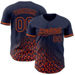 Personalized 3D Leopard Print Baseball Jersey with Custom Name & Number - Navy Orange Fade Design Personalized Navy Orange