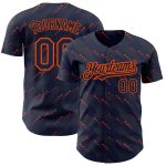 Custom Navy Orange 3D Pattern Baseball Jersey with Slant Lines, Personalized Name & Number, Team Apparel Personalized Navy