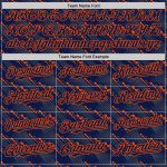 Custom Navy Orange 3D Pattern Baseball Jersey with Slant Lines, Personalized Name & Number, Team Apparel Personalized Navy