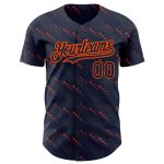 Custom Navy Orange 3D Pattern Baseball Jersey with Slant Lines, Personalized Name & Number, Team Apparel Personalized Navy
