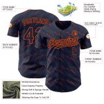 Custom Navy Orange 3D Pattern Baseball Jersey with Slant Lines, Personalized Name & Number, Team Apparel Personalized Navy