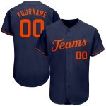 Custom Name and Number Personalized Baseball Jersey - Navy Orange Authentic Team Jersey Personalized Navy Orange Authentic