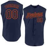 Custom Name Number Baseball Jersey - Personalized Orange Navy Sleeveless Authentic Team Gear Personalized Navy Orange Authentic