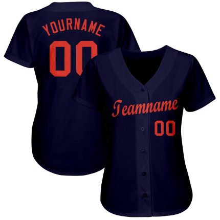 Custom Baseball Jersey with Personalized Name and Number in Navy and Orange Personalized Navy Orange Baseball Jersey Team