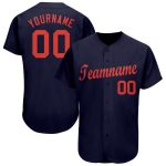 Custom Baseball Jersey with Personalized Name and Number in Navy and Orange Personalized Navy Orange Baseball Jersey Team