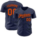 Custom Name Number Baseball Jersey - Personalized 3D Navy Orange Black Abstract Splatter Texture Design Personalized Navy