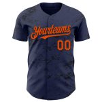 Custom Name Number Baseball Jersey - Personalized 3D Navy Orange Black Abstract Splatter Texture Design Personalized Navy