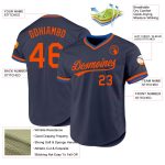Custom Personalized Baseball Jersey - Authentic Throwback in Navy with Orange-Blue Team Colors, Name & Number Personalized