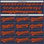 Custom Personalized Baseball Jersey - Authentic Throwback in Navy with Orange-Blue Team Colors, Name & Number Personalized