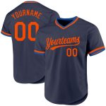 Custom Personalized Baseball Jersey - Authentic Throwback in Navy with Orange-Blue Team Colors, Name & Number Personalized