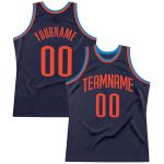 Custom Name and Number Personalized Basketball Jersey - Navy Orange-Blue Authentic Throwback Team Apparel Personalized Navy