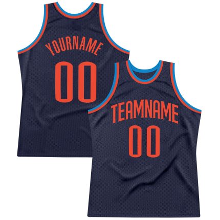 Custom Name and Number Personalized Basketball Jersey - Navy Orange-Blue Authentic Throwback Team Apparel Personalized Navy