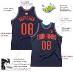 Custom Name and Number Personalized Basketball Jersey - Navy Orange-Blue Authentic Throwback Team Apparel Personalized Navy