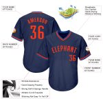 Custom Name and Number Personalized Authentic Baseball Jersey Shirt - Navy Orange-Blue Throwback Rib-Knit Personalized Navy