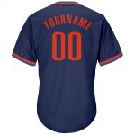 Custom Name and Number Personalized Authentic Baseball Jersey Shirt - Navy Orange-Blue Throwback Rib-Knit Personalized Navy