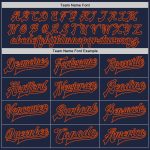 Custom Navy Orange Bomber Varsity Jacket with Personalized Name and Number - Full-Snap Letterman Jacket Personalized Navy