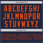 Custom Navy Orange Bomber Varsity Jacket with Personalized Name and Number - Full-Snap Letterman Jacket Personalized Navy