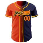 Custom Name and Number Baseball Jersey - Orange-Gold Gradient Personalized Fashion in Navy Personalized Navy Orange-Gold