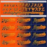 Custom Team Name Number Navy Orange Gold Gradient Bomber Varsity Full-Snap Jacket Personalized Navy Orange-Gold Bomber Full-Snap