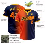 Custom Name Number Two-Button Unisex Softball Jersey - Personalized Navy Orange Gold Gradient Fashion Design Personalized
