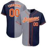 Custom Name Number Authentic Split Baseball Jersey Navy Orange Gray Fashion Personalized Navy Orange-Gray Authentic Split