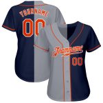 Custom Name Number Authentic Split Baseball Jersey Navy Orange Gray Fashion Personalized Navy Orange-Gray Authentic Split