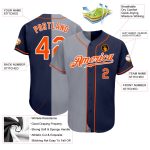 Custom Name Number Authentic Split Baseball Jersey Navy Orange Gray Fashion Personalized Navy Orange-Gray Authentic Split