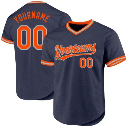 Custom Name and Number Authentic Throwback Baseball Jersey - Navy, Orange, Gray, Personalized Team Jersey Personalized Navy
