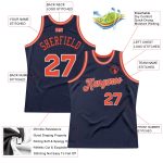Customizable Basketball Jersey with Personalized Name and Number - Authentic Navy Orange-Gray Throwback Design Personalized