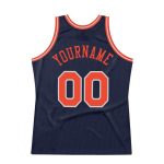 Customizable Basketball Jersey with Personalized Name and Number - Authentic Navy Orange-Gray Throwback Design Personalized