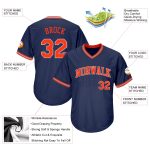 Custom Name and Number Personalized Baseball Jersey Shirt in Navy, Orange, and Gray - Authentic Throwback Rib-Knit Design